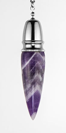 Silver Amethyst Chamber Pendulum With Amethyst Bead