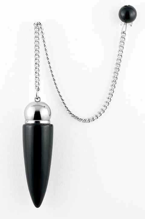 Black Obsidian Chamber Pendulum With Black Obsidian Bead