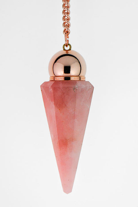 Rose Gold Faceted Rose Quartz Modular Chamber Pendulum
